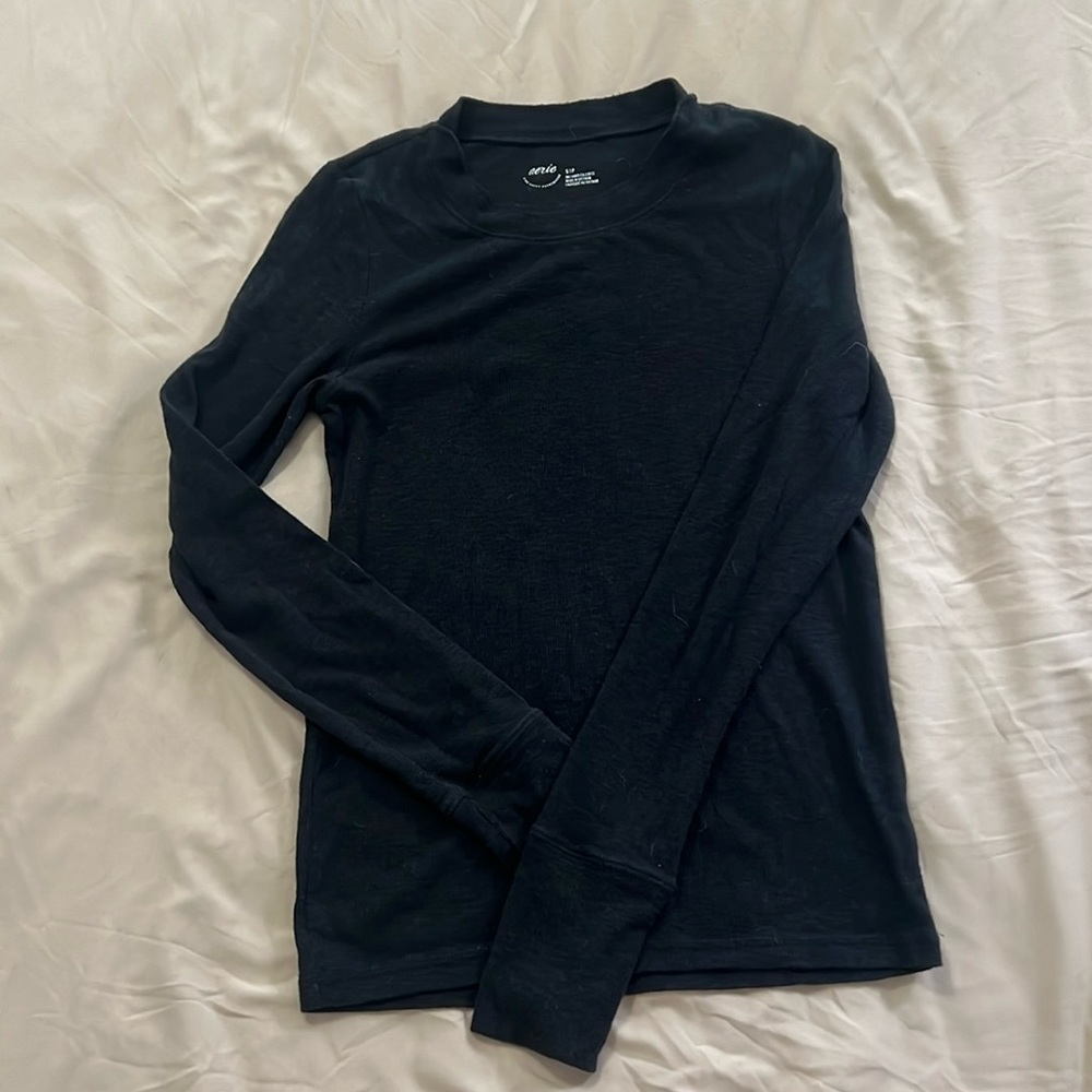 Aerie Black Ribbed Shirt